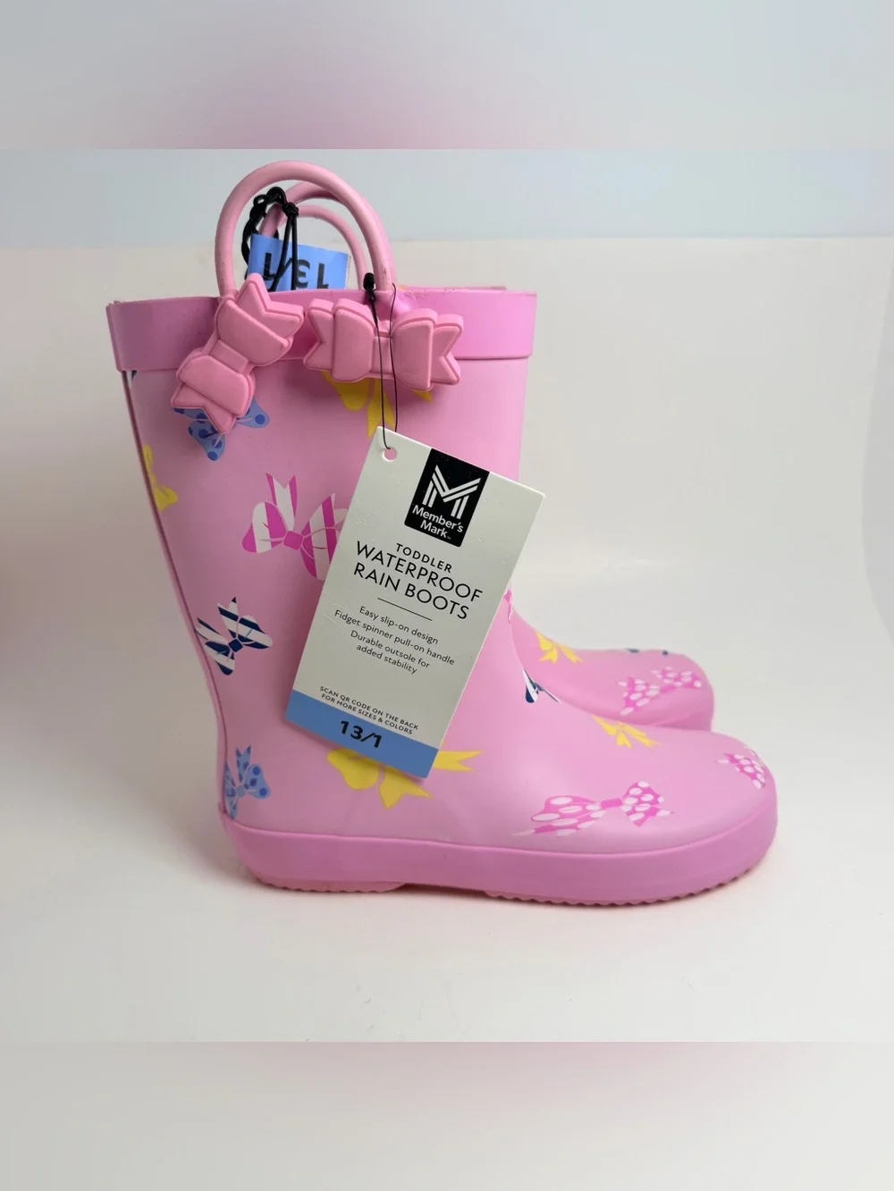 Girls Pink Butterfly Rain Boots with Decorative Bows